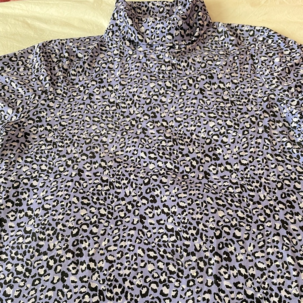 Tyler Boe Leopard Print Turtleneck Top XL